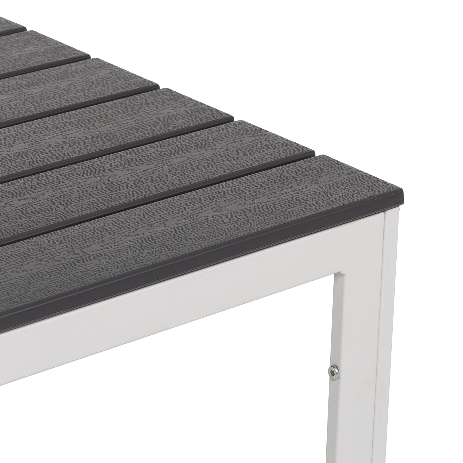 VESTIAMO CASA GIARDINO - Tavolo da giardino in acciaio Bianco con Doghe Effetto Legno Antracite - h74x78x78 cm